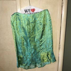 Metallic greeen and blue snake skin pattern suit